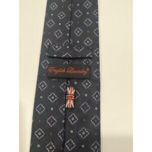 English Laundry Tie Silk Geometric Print Black Red Mens